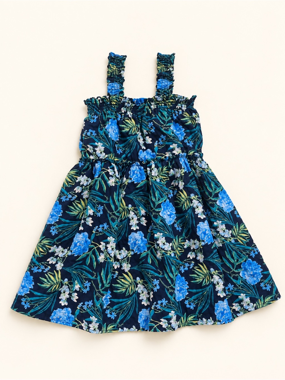 Old Navy Navy Blue Floral Sundress with Blue & Green Print